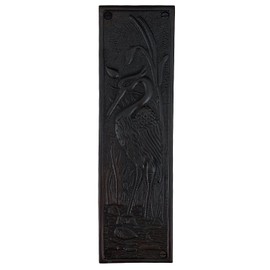 Blue Heron Motif Push Plate in Aged Bronze Finish - The Marshland