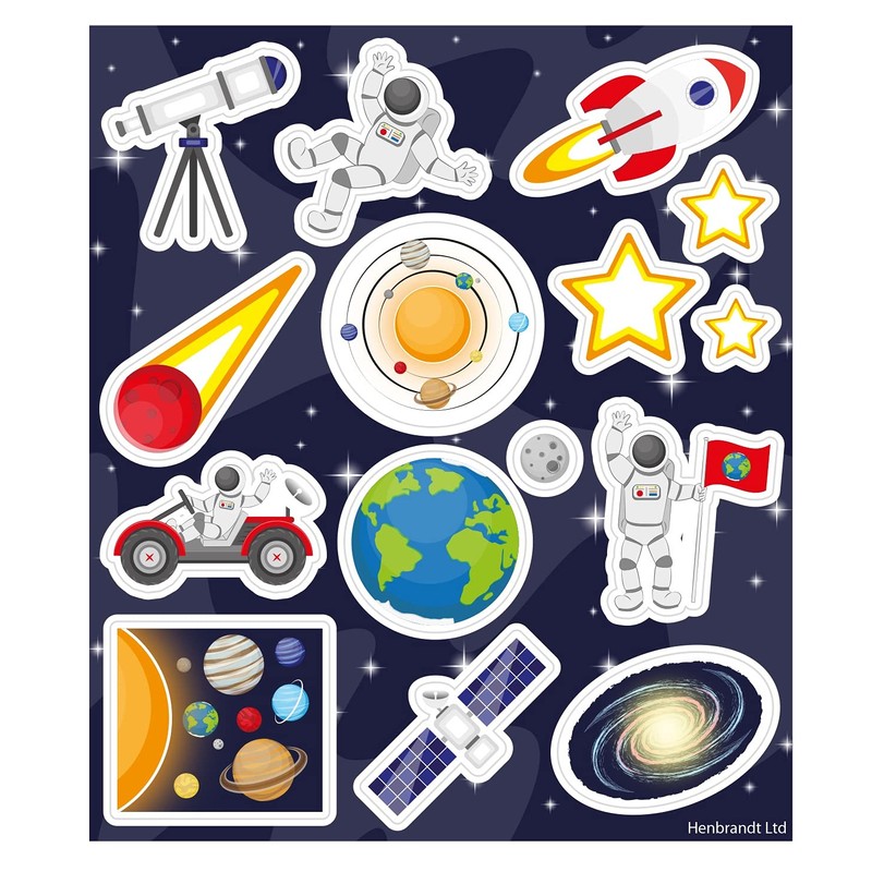 HENBRANDT 12 x Space Sticker Sheets