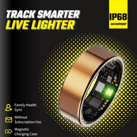 Smart Ring Fitness Tracker for Men Women, Health Ring with Sleep Monitor, Heart Rate, Blood Oxygen, IP68 Waterproof, No Subscription, Includes Charging Case – Compatible with iOS & Android (#9)