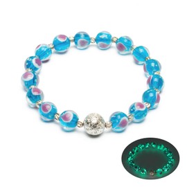 grehapas Firefly Bead Bracelet 8mm Luminous Glass Bead Bracelet for Women Glow in the Dark Glass Bead Healing Crystal Glass Beads Bracelet Stretch Bracelets for Women Jewelry