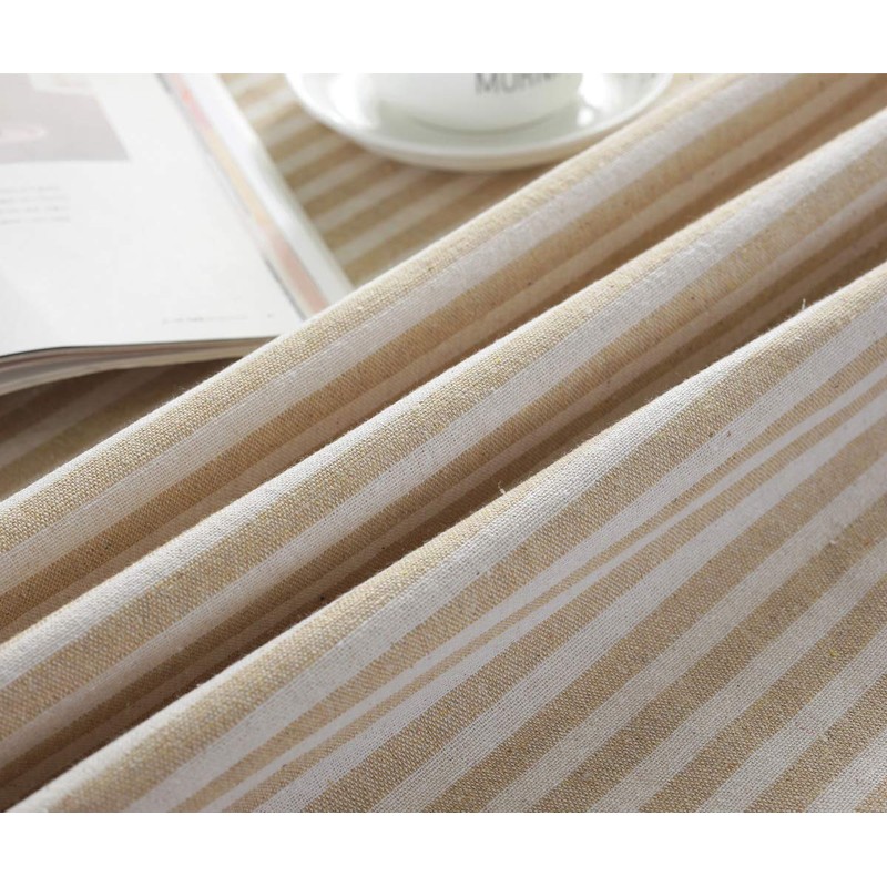 Plenmor Cotton Linen Tablecloth for Round Table Stripe Tassel Round