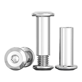 Drenky Connecting Bolts M8 Sleeve Nuts 304 Stainless Steel Screws Barrel Nuts Kit M8 X 16mm Hexagon Furniture Bolts 10 Sets Flat Hex Bolt for Bed, Door, Table, Chair, Worktop, Cabinet