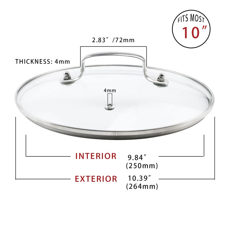 Tighall 10" Tempered Glass Lid with Steam Vent Hole Universal