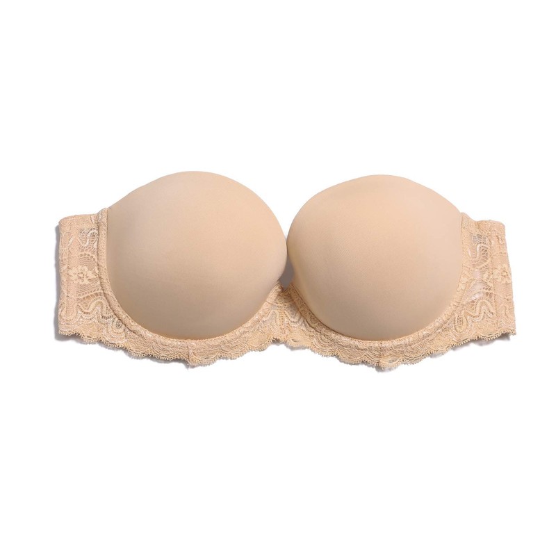 36DDD Beige Clear Back Straps Bra Strapless Multiway Convertible Plus