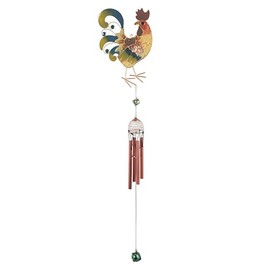 ICE ARMOR 31" Long Rooster Copper and Gem Wind Chime Statue Sculpture Ornament Decoration Garden Decor Ideas for Housewarming, Holidays and Birthdays Great Collectible Addition