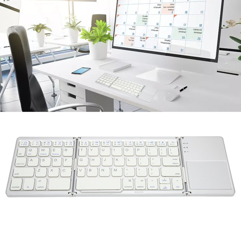 Foldable Bluetooth Keyboard 63 Keys Metal Ultra Thin Mini Folding