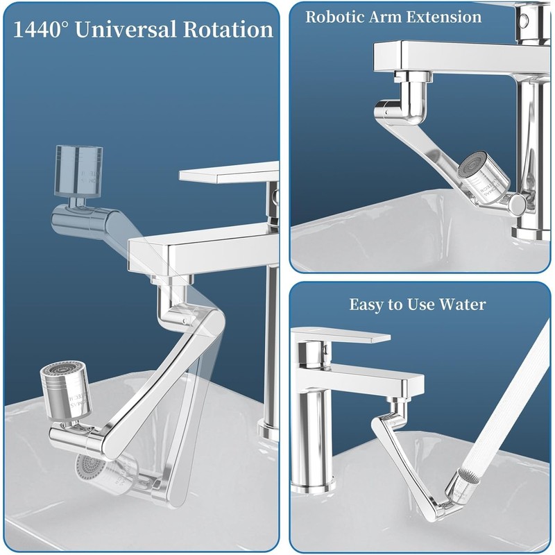 London Sunshine 2PC 1080° Swivel Faucet Extender,360° Swivel Robotic Arm