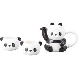 SAN4263 Cute Tableware Teapot & Tea Cup Set, Panda Parent-Child Tableware, Approx. 13.5 fl oz (400 ml), 5.5 fl oz (140 ml)