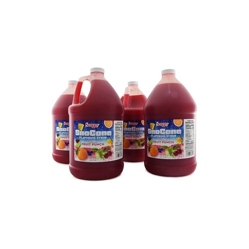 Snappy Fruit Punch Sno Cone Syrup, 4-1 Gallon (128 ounces)