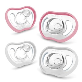Chupón "Active", Nanobébé, de una sola pieza 4m+ Rosa y Blanco - 4 pack