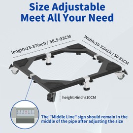 ANBase Heavy Duty All Steel Fridge Stand Mobile Base with 4 Locking Wheels and 8 Sturdy Feet 16.9"-26" Adjustable Furniture Dolly for Washer, Refrigerator and Dryer（Black）