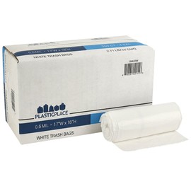 Plasticplace 4 Gallon Trash Bags │ 0.5 Mil │ White Garbage Can Liners │ 17" x 18" (250 Count)