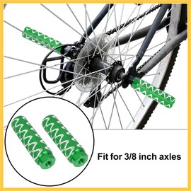 BULLSPANN Aluminum Alloy Round Wave Stripe Axle Rear Foot Pegs Footrest BMX MTB Bike Bicycle Fit 3/8" 100x28mm Green