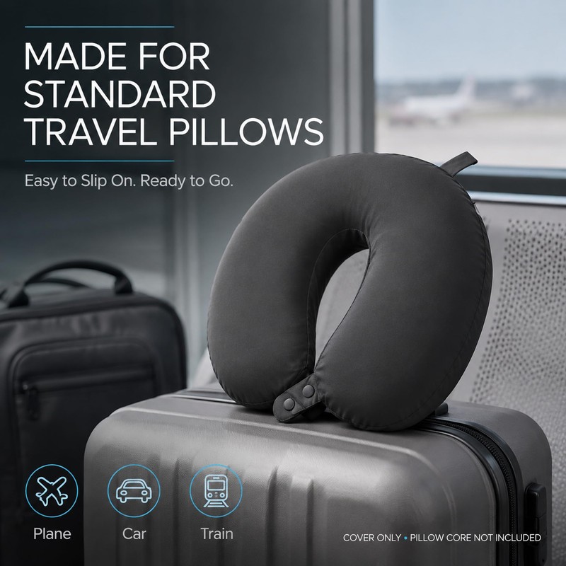 Cool Ice Silk Neck Pillow Cover, Double Snap, Fits U-Shaped
