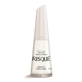 Nail Polish Risque White | Esmalte de Unhas | Fast Dry, Hypoallergenic, Long-Lasting, Extra Sparkle, Made in Brazil | Bianco Purissmo, 0.3 oz, 8ml