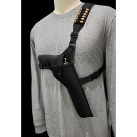 Cebeci Arms Right Hand Cordura Nylon Chest Holster with Extra Ammo Loops for 7.5"" Ruger Super Redhawk Revolver, Black