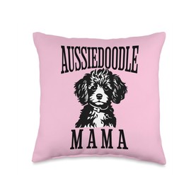 Aussiedoodle Puppy Mama Aussiedoodle Mama Mini Aussie Doodle Mom Aussiedoo Dog Throw Pillow, 16x16, Multicolor