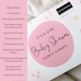 Baby Shower Games Girl Pink Bundle- 9 Games Including Keepsake Cards Boxed Neutral, Unisex 10 Player Party Pack (Its a Girl)