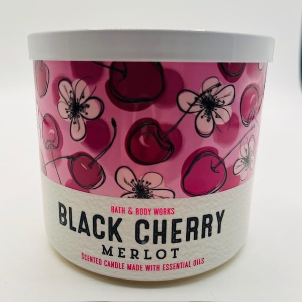 Black Cherry Merlot 3 Wick Scented Jar Candle 14.5 Ounce