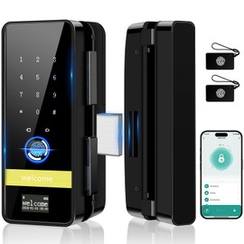 Smart Glass Door Lock:Keyless Entry Door Lock-Biometric Fingerprint Door Lock-7 in 1 Electronic Digital Keypad Door Lock with App Control-Sliding Swing Door Smart Lock for Glass Door,Home,Office,Hotel