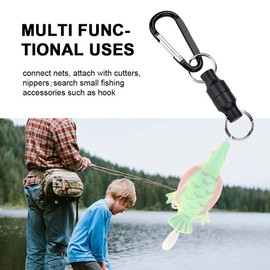 Fly Fishing Magnetic Net Release Clip Hanging Holder Lanyard Clip Carabiners Single Keychain Hook Magnet Buckle, Magnet Buckle Fly Fishing for Outdoor Camping Tent, Awning, Caravan (Black Single)