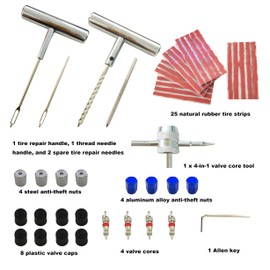 52pcs tyre Repair kit, Heavy Duty car tyre Puncture Repair kit, tubeless tyre Repair kit with Storage Case, tyre Plug Repair kit for car, Motorcycle, Truck, Van, ATV, Tractor, etc.