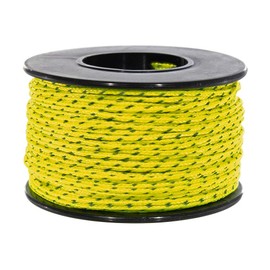 PARACORD PLANET Glow in The Dark Micro Cord or Choice of Reflective Micro Cord Colors: 1.18mm Diameter 125 Feet Spool of Braided Cord (Reflective Neon Yellow)