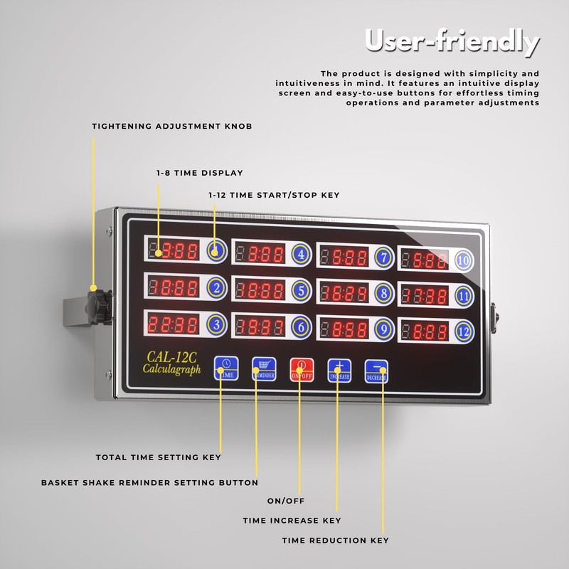 Commercial Kitchen Timer with 12 Channels, Professional LED Digital Timer