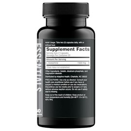 Nugenix L-glutamina Essentials, 1500 mg, aminoácido L-glutamina 100% vegetal, síntesis proteica, favorece la función celular, 60 cápsulas