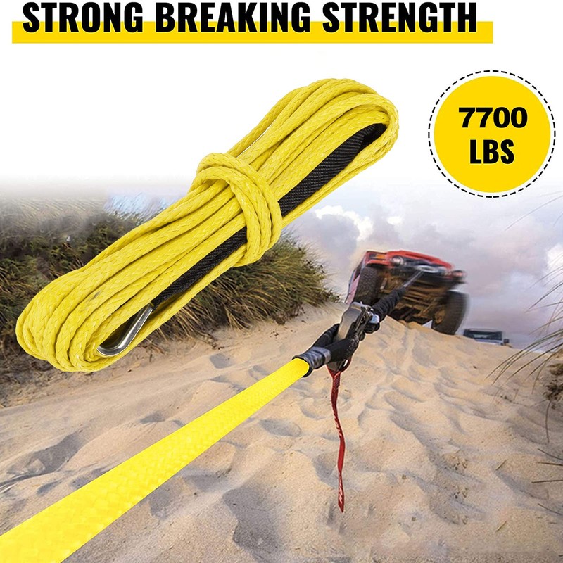 Winch Cable, Synthetic Winch Rope, Vehicle Winch Accessories, 7700 lbs,