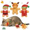 3-Piece Gingerbread Catnip Toy Set, Cat Teething Plush Gifts, Kitten