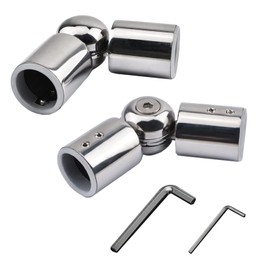 UFURMATE Hinged Elbow Connector, 2Pcs Stainless Steel Curtain Rod Elbow Connectors Curtain Pole Joint Connector Window Curtain Rod Corner From 90 Degrees to 180 Degrees for 1 Inch Bay Curtain Rod