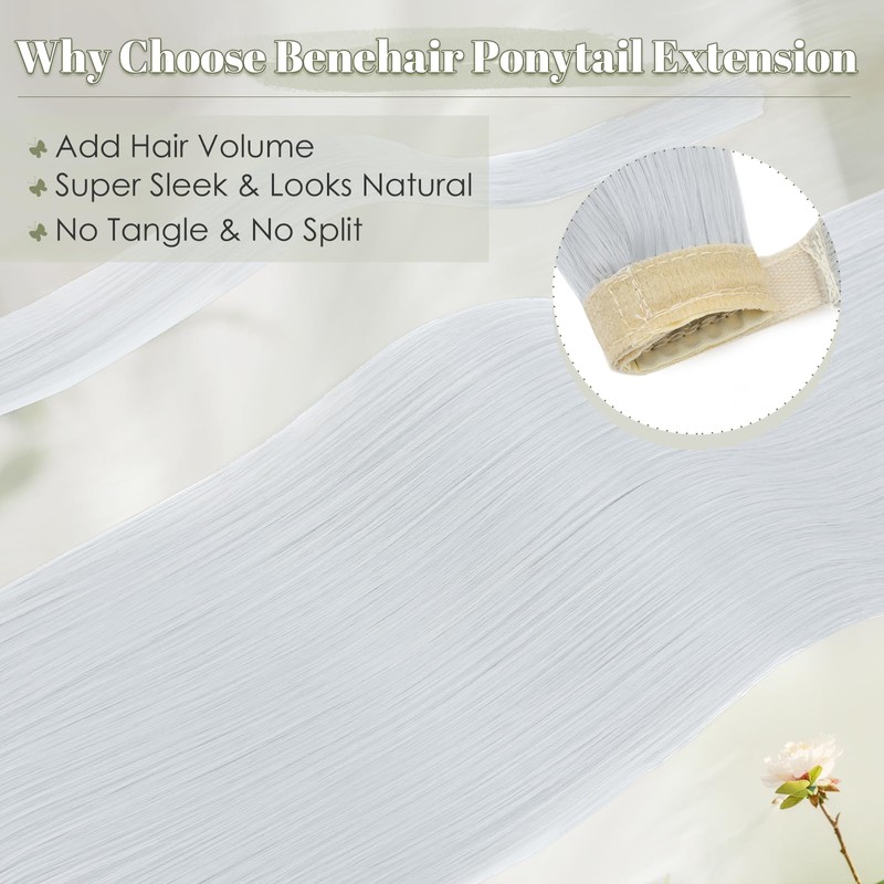 Benehair Long Straight Ponytail Hairpiece, Synthetic Hair Extensions, Braid Hair