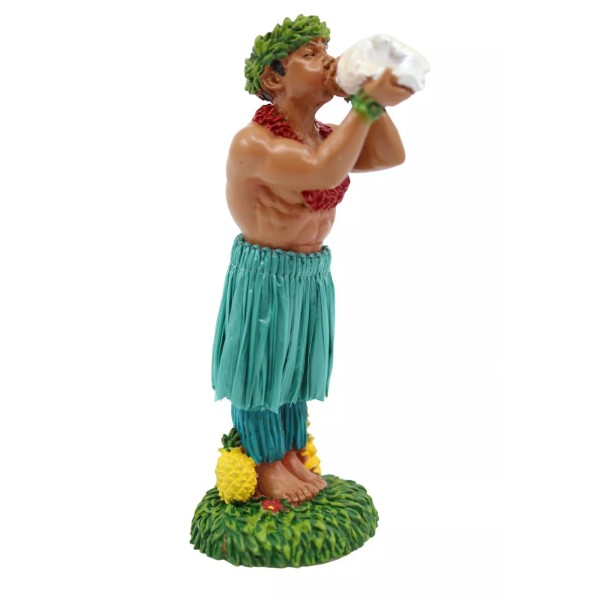 Hawaiian Hula Man with Conch Shell Dashboard Doll - 4"