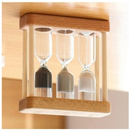 Xinjincang Khaki Creative 1/3/5 Minute Wooden Sand Glass Hourglass Timer Clock Home Decor Kitchen Tools Gift for Simple Style Thermometers and Timers, Brown