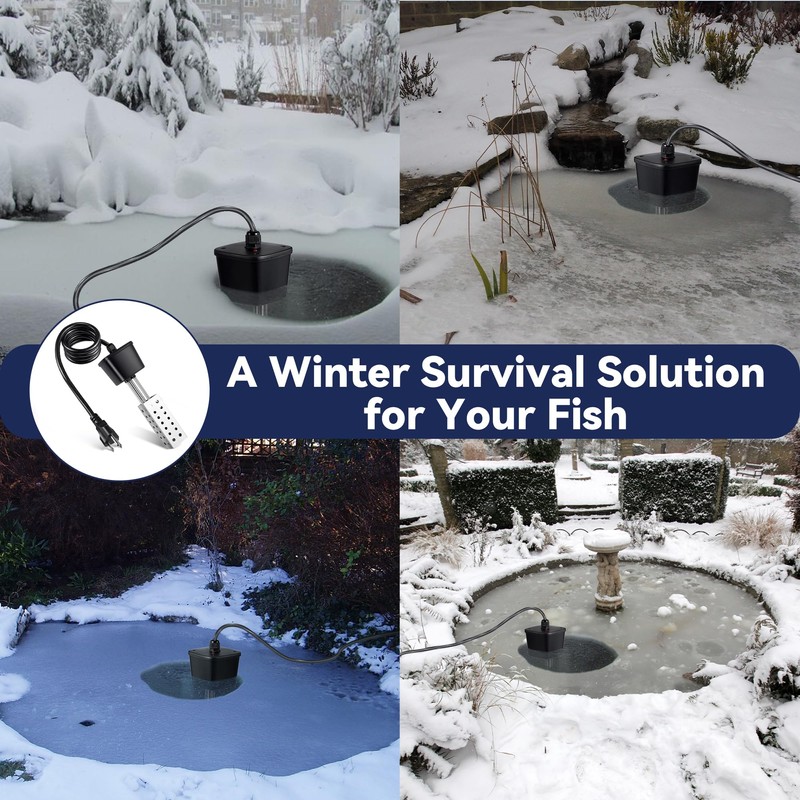 Saillong Pond Heater, Floating Deicer Heater for Outdoor Ponds, Koi