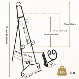 Black Easel Stand for Sign, Adjustable Display Easel Stand with Chain, Wedding Poster Stand, Perfect for Displaying Photos, Artwork, Picture Frames etc