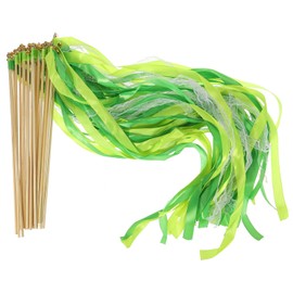 PATIKIL Ribbon Sticks Fairy Wands, 50 Pack Lace Silk Fairy Stick Wand Send Off Streamers for Wedding Party Birthday Holiday Celebration, Green/Light Green