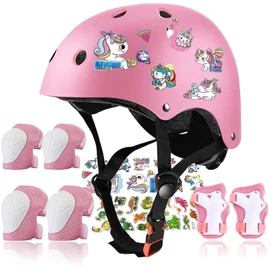 FOOKCIAN Kids Bike Helmet,Toddler Skateboard Helmets for Ages 2-3-5-8-14 Years Boys Girls with Knee and Elbow Pads Wrist Guards fit Roller Skates,Skateboarding,Skating Scooter Adjustable Bike Helmet