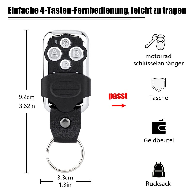 868MHz Garage Door Opener Duplicator Remote Control Compatible with Hörmann
