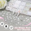 3D White Nail Art Charms and Gems, Assorted Rabbit Camellia