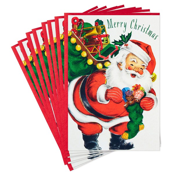 Hallmark Christmas Cards, Vintage Santa (6 Cards with Envelopes)