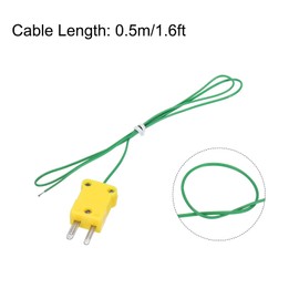 sourcing map 5pcs K Type Thermocouple Mini Connector Temperature Sensor Probes PTFE 1.6ft -50 to 260°C(-58 to 500°F), Green