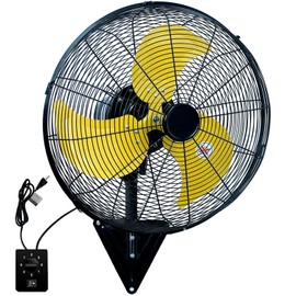 24 Inch Wall Mount Fan, Heavy Duty Oscillating Wall-Mounted Fan with 8500 CFM, High Velocity 3 Speed Fans Indoor with Adjustable Tilting for Workshop, Garage, Patios, Commercial and Industrial