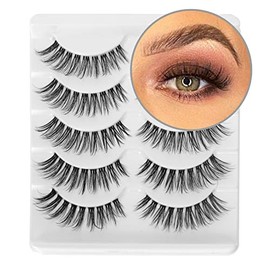 False Eyelashes Wispy Natural Look Lashes 5 Pairs Soft Faux Mink Lashes 3D 6D Volume Fluffy Frihappy Fake Eyelashes Packs DW1