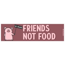 EvolveFISH Friends Not Food Go Vegan Bumper Sticker - [11" x 3"]