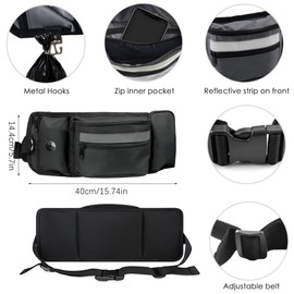 FYting Dog Treat Pouch,4-In-1 Treat Pouch for Dog Training,Oxford Cloth Pet Walking Bag With Reflective Strips, Waterproof Multifunctional Pet Training Waist Bag, for Exercise,Walking(Black)
