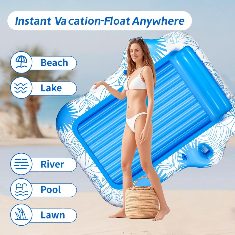 Inflatable Pool Lounger Float for Adults - 70" x 60"