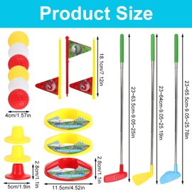 JOAASU 18 Pieces Mini Golf Set Toy for Children, Mini Golf Set for Children, 3 Retractable Golf Clubs, 6 Balls, 3 Practice Holes, 3 Flags, 3 Fortress, Children's Toy for Outdoor and Indoor Use