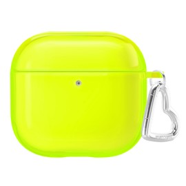 VELVET CAVIAR Compatible with AirPods 4 Case with Keychain - Cute Protective Hard AirPod 4th Generation Cases for Women - Neon Yellow